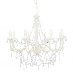 Sonata Полилей с кристали, бял, 8 х Е14 крушки - Lustre de tavan