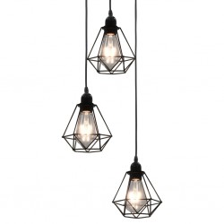 Sonata Таванна лампа с дизайн на диаманти, черна, 3 x E27 крушки - Lustre de tavan
