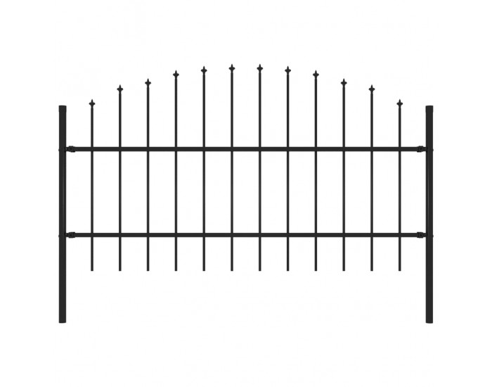 Sonata Градинска ограда с връх пика, стомана, (0,75-1)x1,7 м, черна