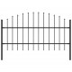 Sonata Градинска ограда с връх пика, стомана, (0,75-1)x1,7 м, черна