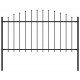 Sonata Градинска ограда с връх пика, стомана, (1,25-1,5)x1,7 м, черна