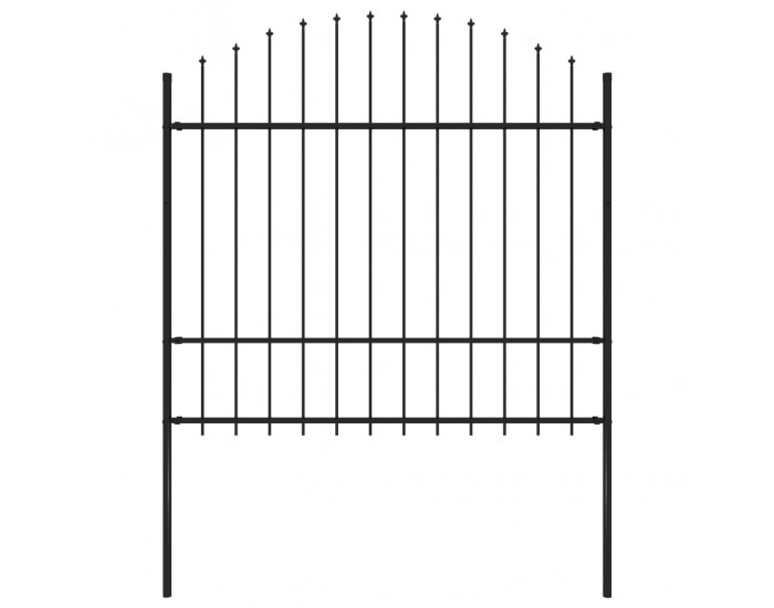 Sonata Градинска ограда с връх пика, стомана, (1,5-1,75)x1,7 м, черна
