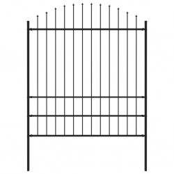 Sonata Градинска ограда с връх пика, стомана, (1,75-2)x1,7 м, черна - Garduri