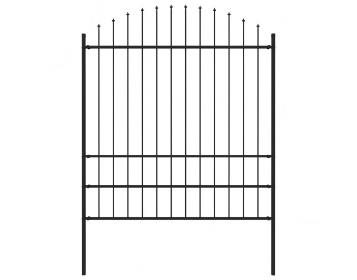 Sonata Градинска ограда с връх пика, стомана, (1,75-2)x1,7 м, черна