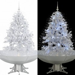 Sonata Коледна елха с валящ сняг и основа от чадър, бяла, 140 см - Decorațiuni sezoniere și de sărbători