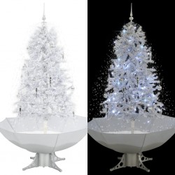 Sonata Коледна елха с валящ сняг и основа от чадър, бяла, 170 см - Decorațiuni sezoniere și de sărbători