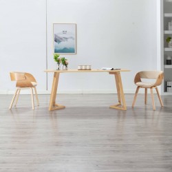 Sonata H Трапезен стол, кремав, извито дърво и изкуствена кожа - Scaune de dining