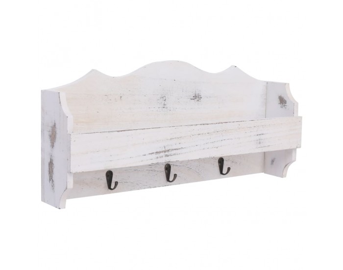 Sonata Стенна закачалка за палта, бяла, 50x10x23 см, дърво