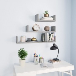 Sonata Стенни рафтове, 3 бр, бетонно сиво, ПДЧ - Etajere
