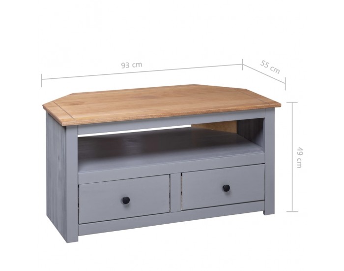 Sonata Ъглов ТВ шкаф, сив, 93x55x49 см, бор масив, Panama Range