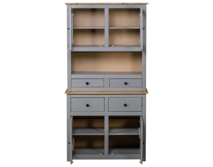 Sonata Висок шкаф, сив, 93x40,5x180 см, бор масив, Panama Range