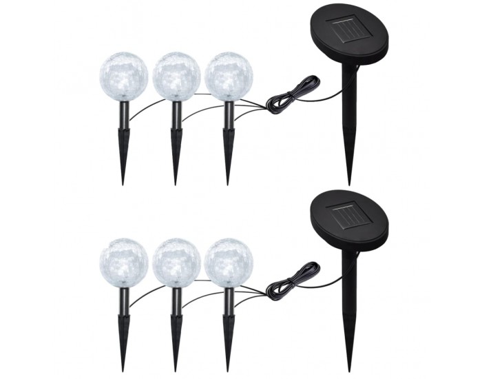 Sonata Градински лампи, 6 бр, LED, с анкери и соларни панели