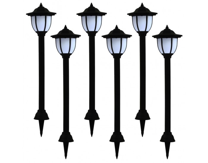Sonata Градински соларни лампи, 6 бр, LED, черни