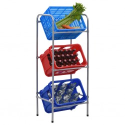 Sonata Стелаж за съхранение за 3 щайги сребрист 50x33x116 см стомана - Mobilier metalic