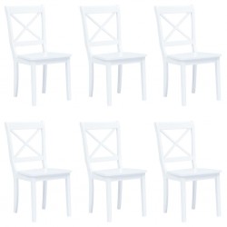 Sonata H Трапезни столове, 6 бр, бели, масивна каучукова дървесина - Scaune de dining