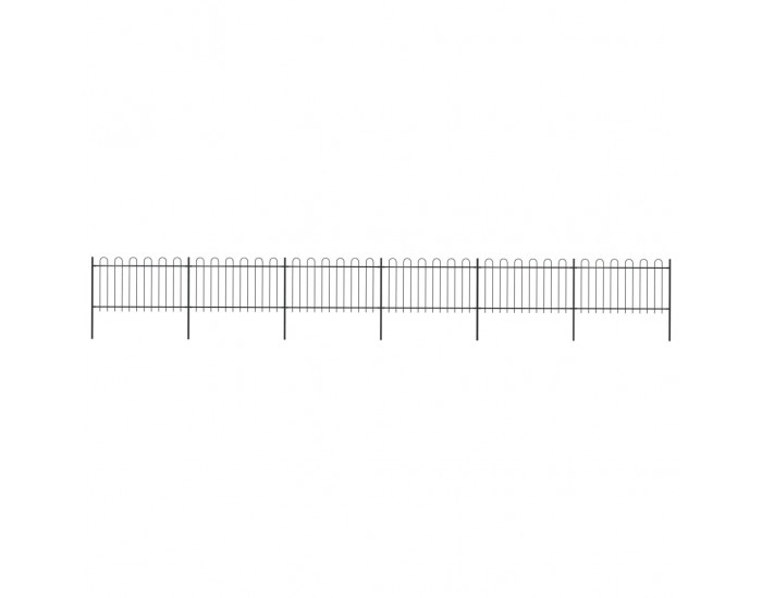 Sonata Градинска ограда с извити върхове, стомана, 10,2x1 м, черна
