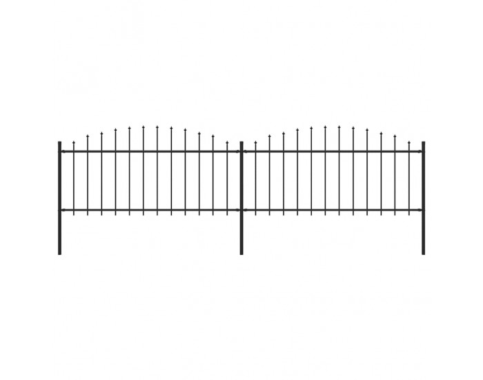 Sonata Градинска ограда с пики, стомана, (0,5-0,75)x3,4 м, черна