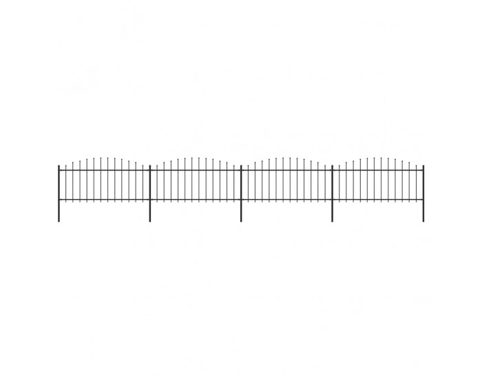 Sonata Градинска ограда с пики, стомана, (0,5-0,75)x6,8 м, черна
