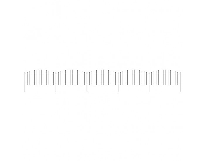 Sonata Градинска ограда с пики, стомана, (0,5-0,75)x8,5 м, черна