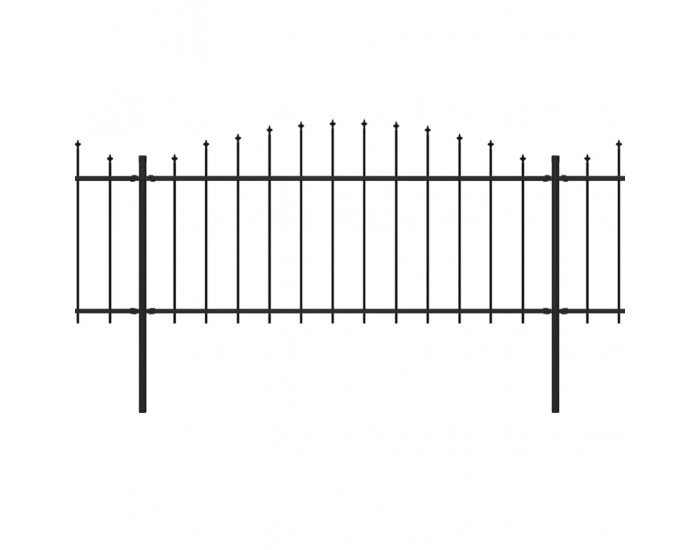Sonata Градинска ограда с пики, стомана, (0,5-0,75)x8,5 м, черна