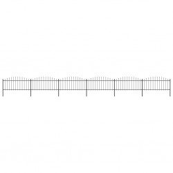 Sonata Градинска ограда с пики, стомана, (0,5-0,75)x10,2 м, черна - Garduri