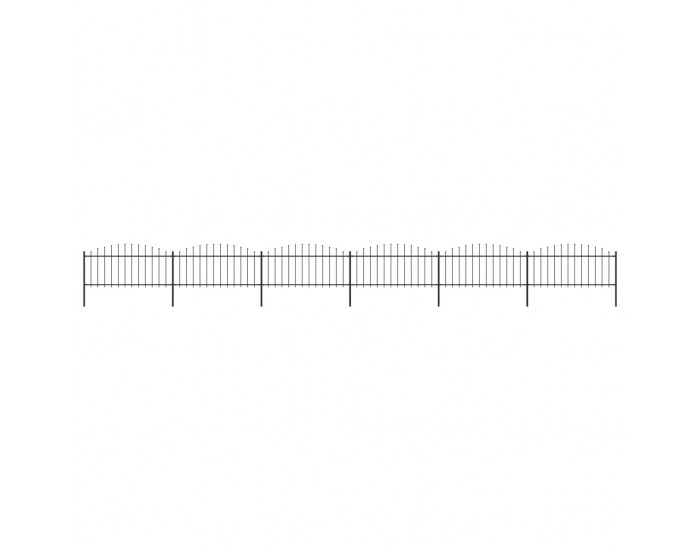 Sonata Градинска ограда с пики, стомана, (0,5-0,75)x10,2 м, черна