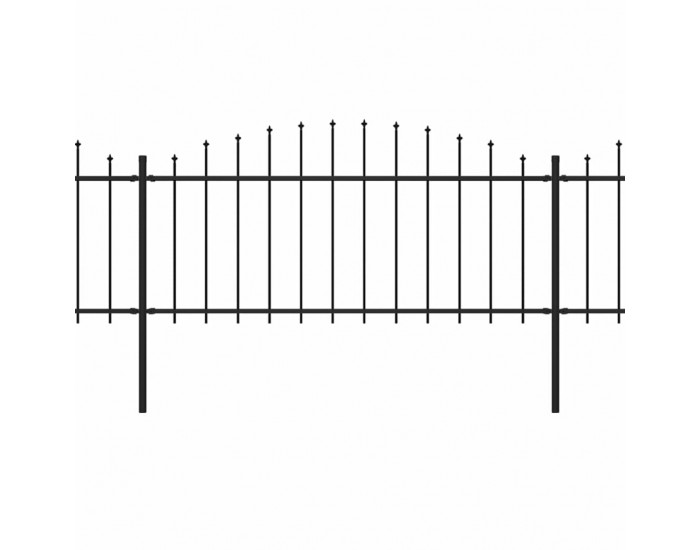 Sonata Градинска ограда с пики, стомана, (0,5-0,75)x10,2 м, черна