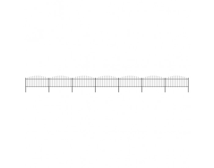 Sonata Градинска ограда с пики, стомана, (0,5-0,75)x11,9 м, черна