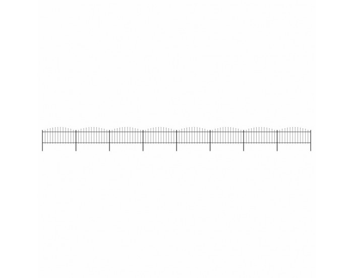 Sonata Градинска ограда с пики, стомана, (0,5-0,75)x13,6 м, черна