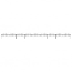 Sonata Градинска ограда с пики, стомана, (0,5-0,75)x15,3 м, черна - Garduri