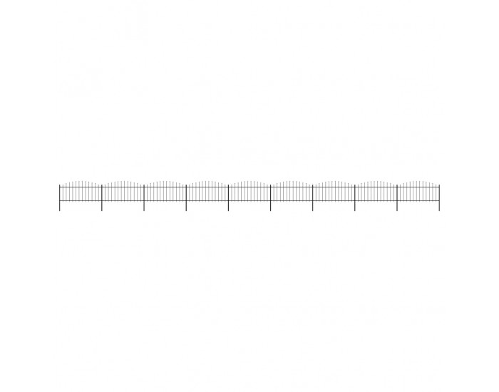 Sonata Градинска ограда с пики, стомана, (0,5-0,75)x15,3 м, черна