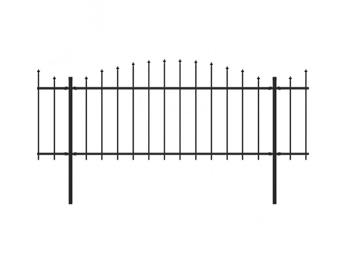 Sonata Градинска ограда с пики, стомана, (0,5-0,75)x15,3 м, черна