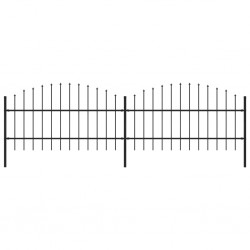 Sonata Градинска ограда с пики, стомана, (0,75-1)x3,4 м, черна - Garduri
