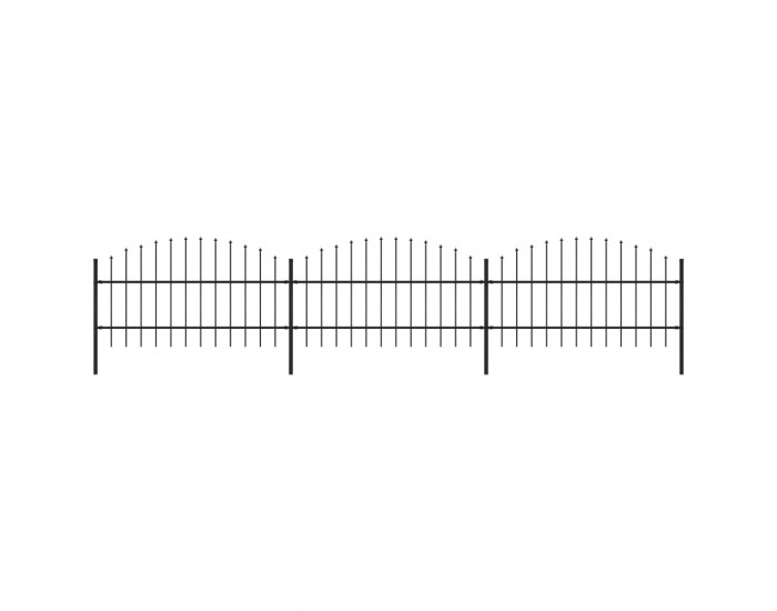 Sonata Градинска ограда с пики, стомана, (0,75-1)x5,1 м, черна