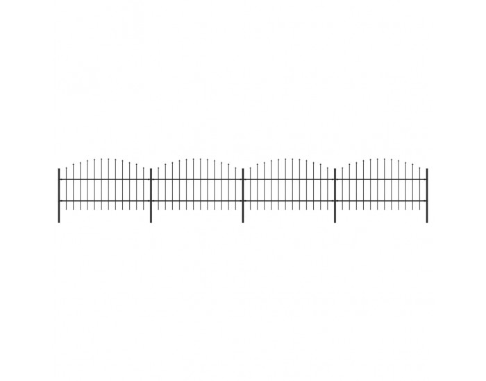 Sonata Градинска ограда с пики, стомана, (0,75-1)x6,8 м, черна