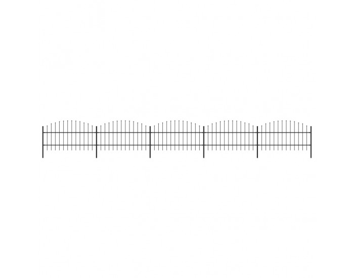 Sonata Градинска ограда с пики, стомана, (0,75-1)x8,5 м, черна