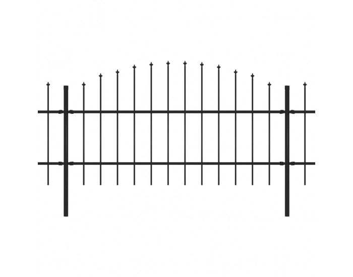 Sonata Градинска ограда с пики, стомана, (0,75-1)x8,5 м, черна