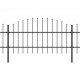 Sonata Градинска ограда с пики, стомана, (0,75-1)x8,5 м, черна