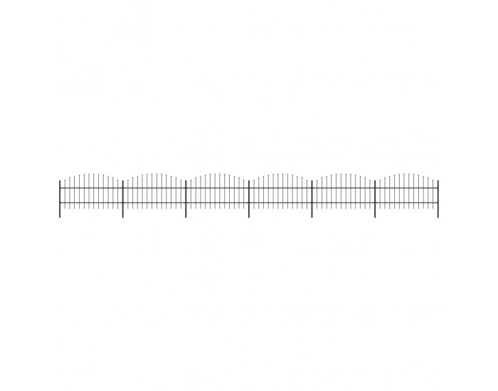 Sonata Градинска ограда с пики, стомана, (0,75-1)x10,2 м, черна