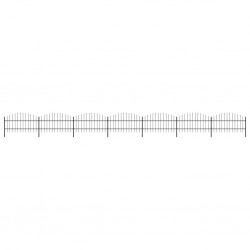 Sonata Градинска ограда с пики, стомана, (0,75-1)x11,9 м, черна - Garduri