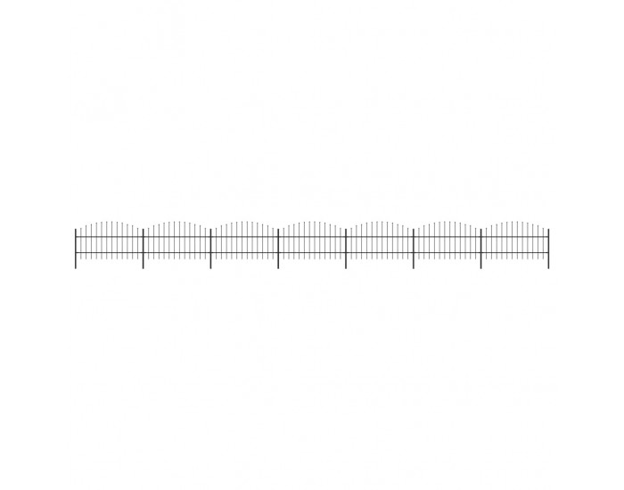 Sonata Градинска ограда с пики, стомана, (0,75-1)x11,9 м, черна
