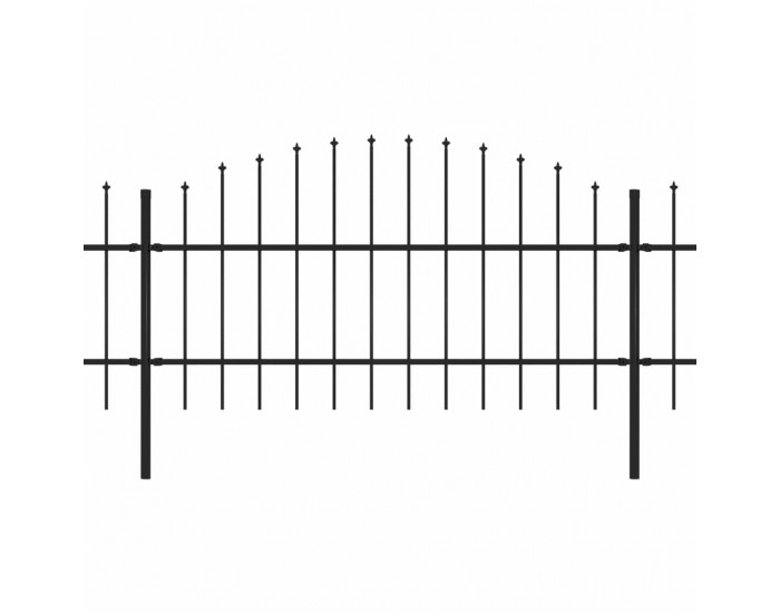 Sonata Градинска ограда с пики, стомана, (0,75-1)x11,9 м, черна
