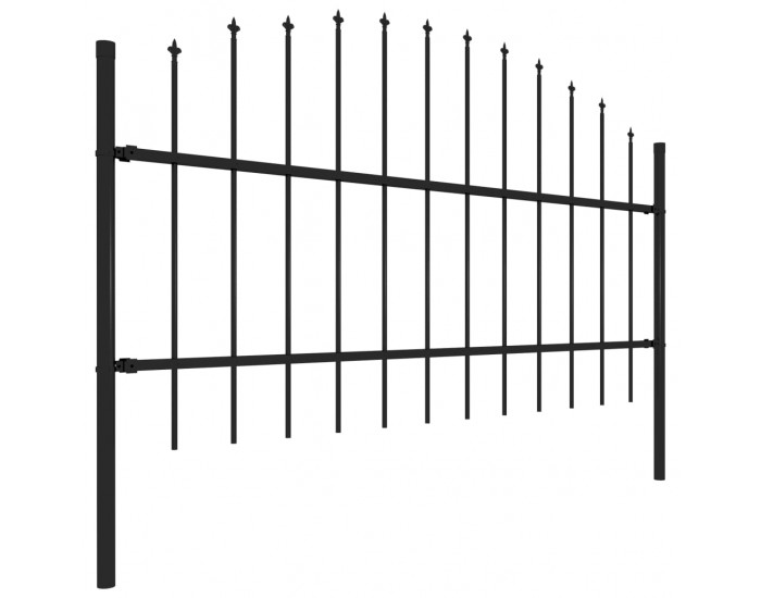 Sonata Градинска ограда с пики, стомана, (0,75-1)x11,9 м, черна