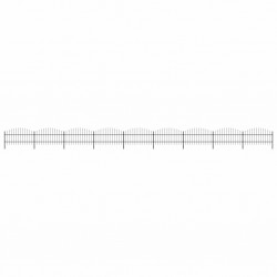 Sonata Градинска ограда с пики, стомана, (0,75-1)x15,3 м, черна - Garduri