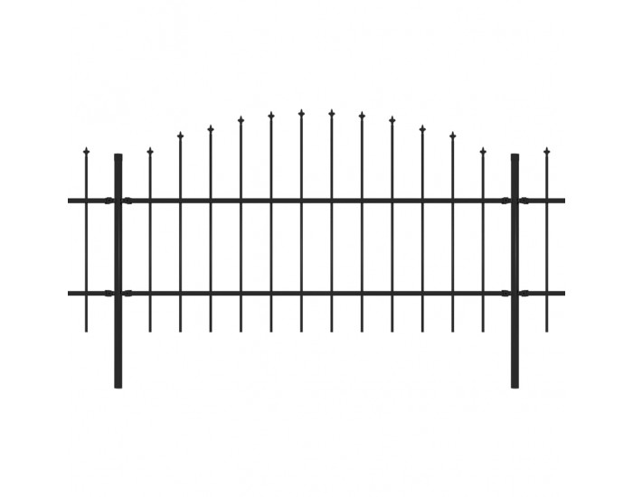 Sonata Градинска ограда с пики, стомана, (0,75-1)x15,3 м, черна