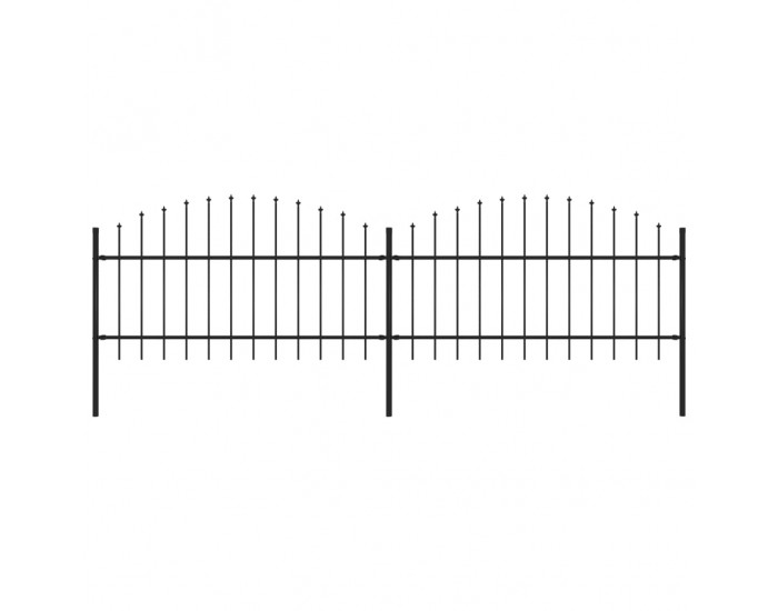 Sonata Градинска ограда с пики, (1-1,25)x3,4 м, стомана, черна