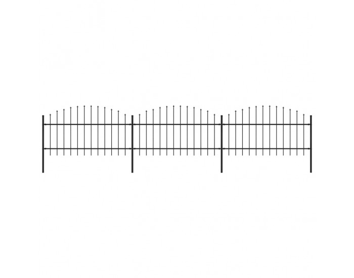 Sonata Градинска ограда с пики, стомана, (1-1,25)x5,1 м, черна