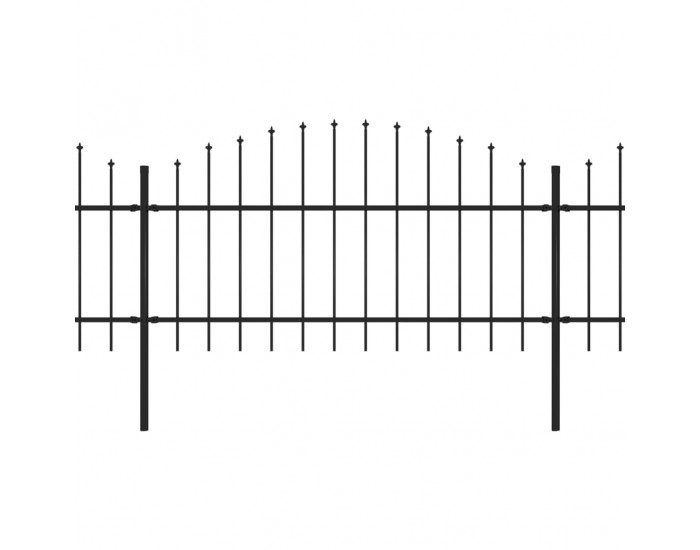 Sonata Градинска ограда с пики, стомана, (1-1,25)x5,1 м, черна