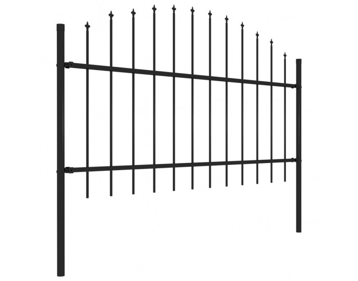 Sonata Градинска ограда с пики, стомана, (1-1,25)x5,1 м, черна