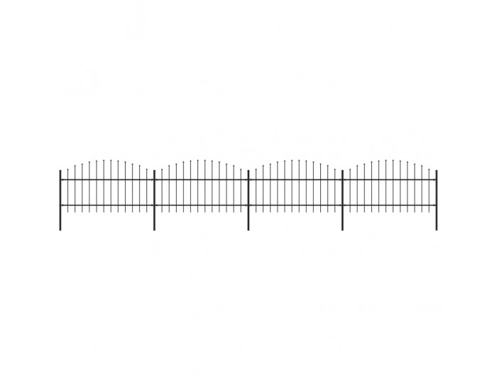 Sonata Градинска ограда с пики, стомана, (1-1,25)x6,8 м, черна
